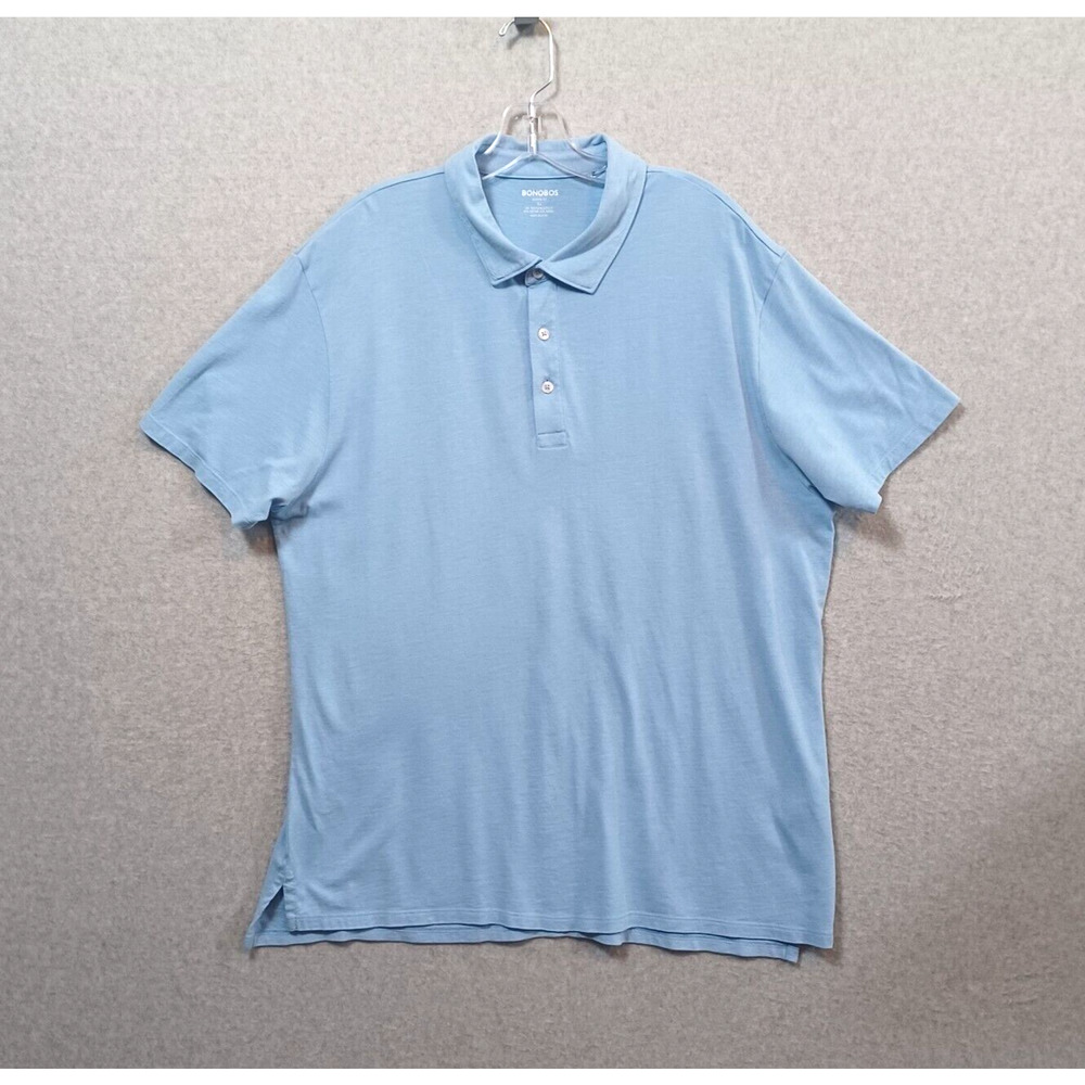 Bonobos Mens XL Modern Fit Drytex Short Sleeve Polo Shirt Blue